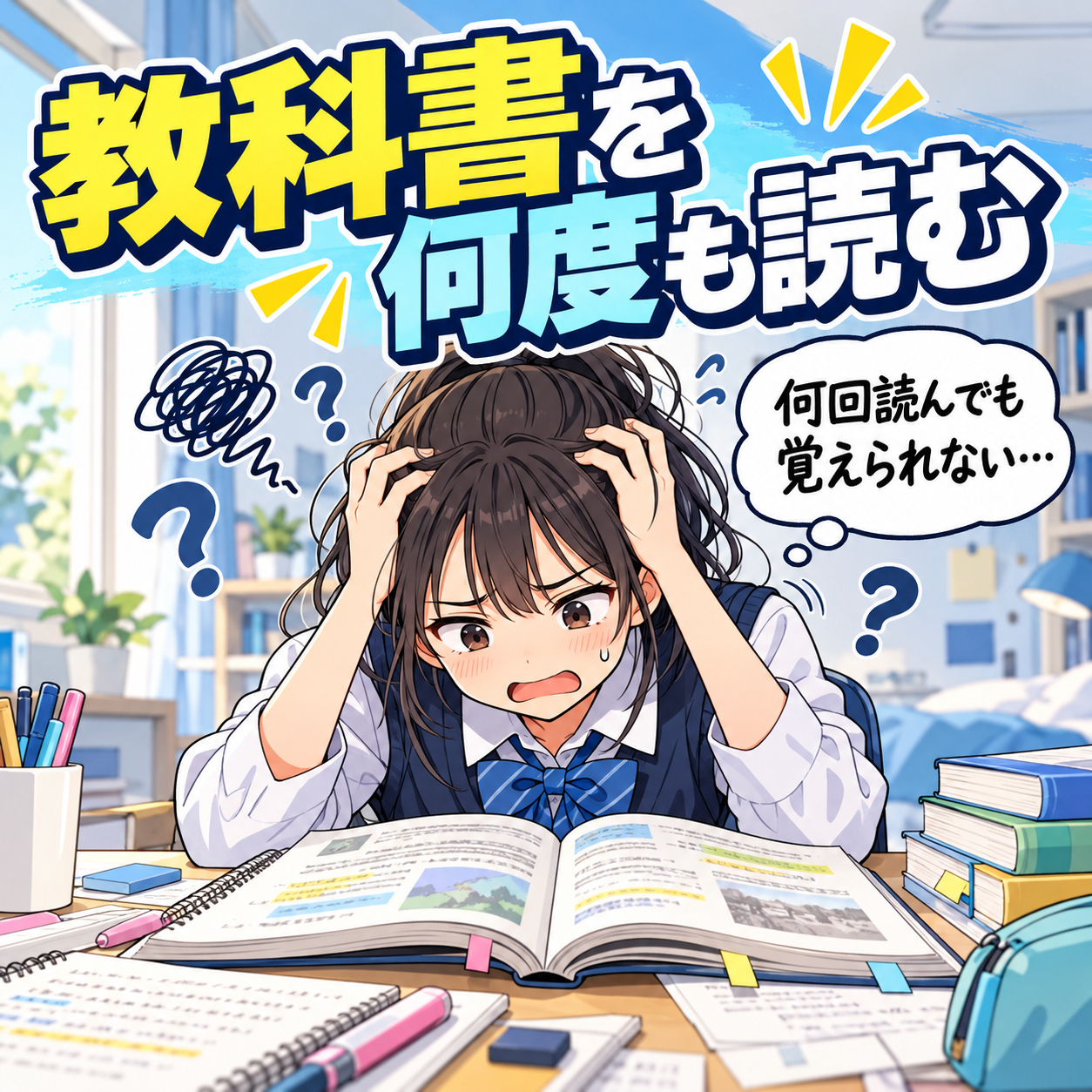 教科書を何度も読んでも覚えられない中学生