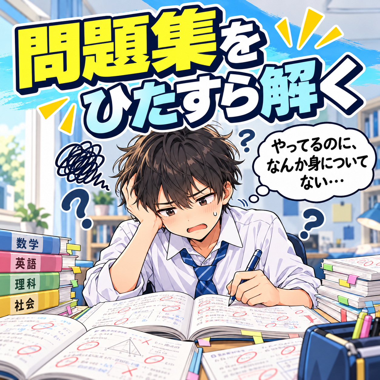 問題集を解いても身についていないと感じる中学生
