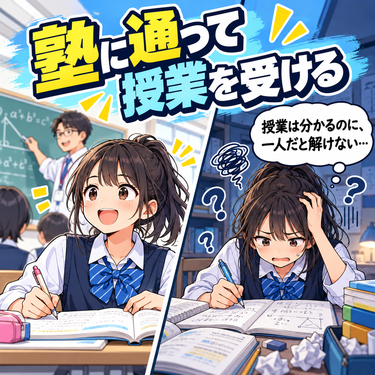 塾では分かったのに一人では解けない中学生