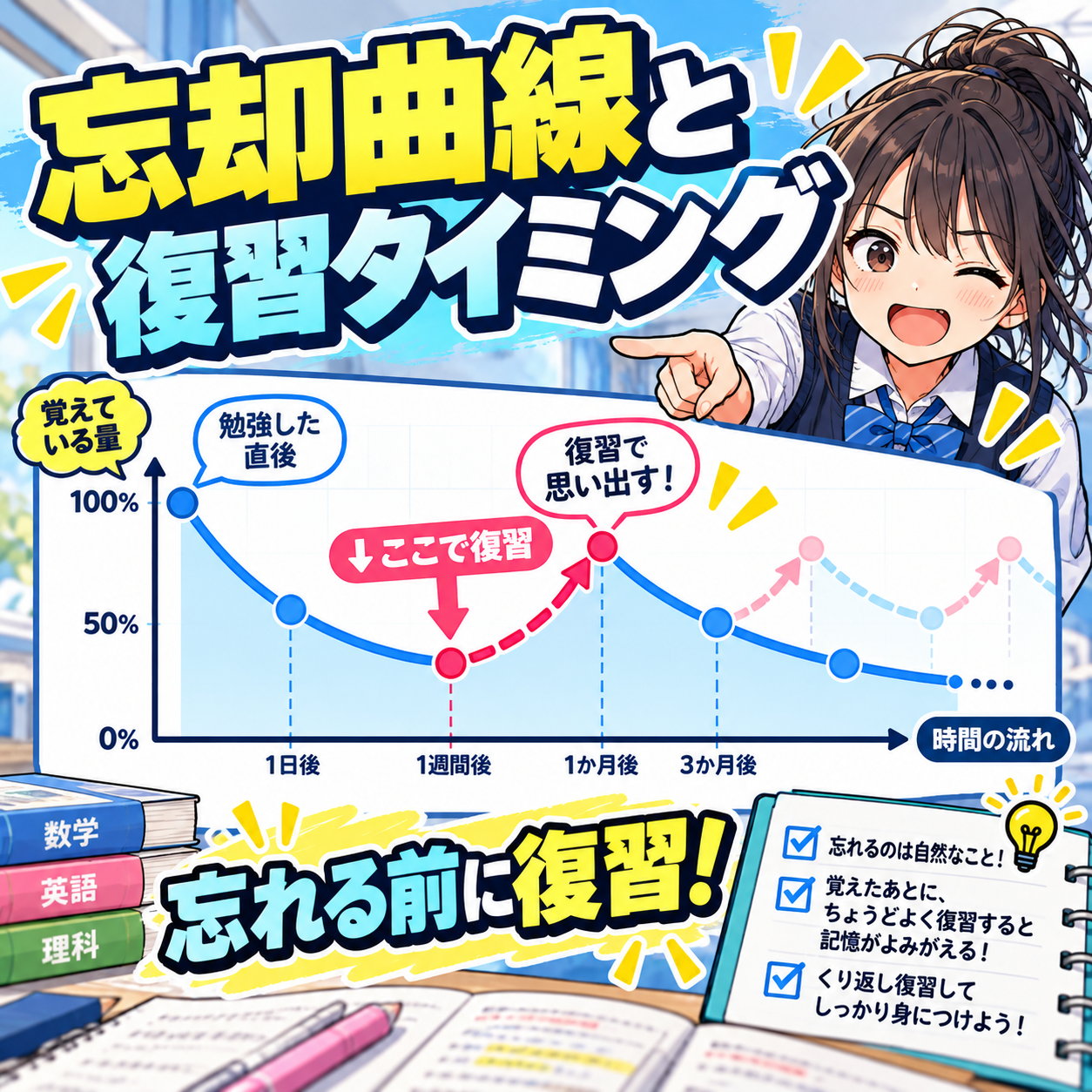 忘却曲線と復習のタイミング