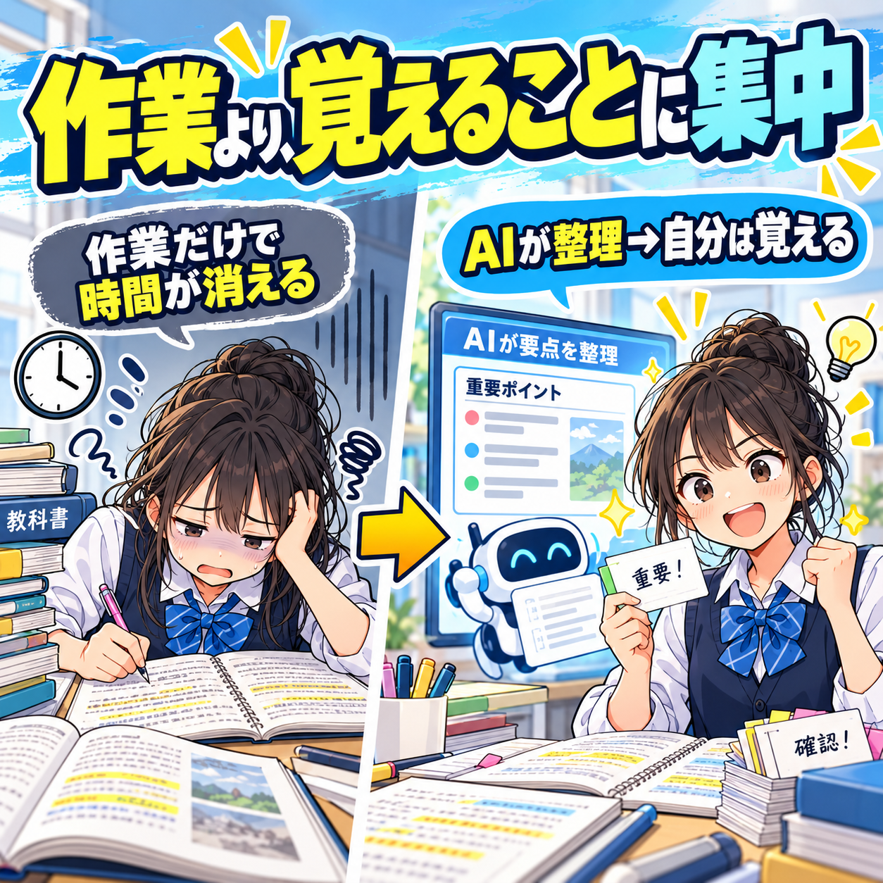 AIに要点を整理してもらい記憶に集中する学習法